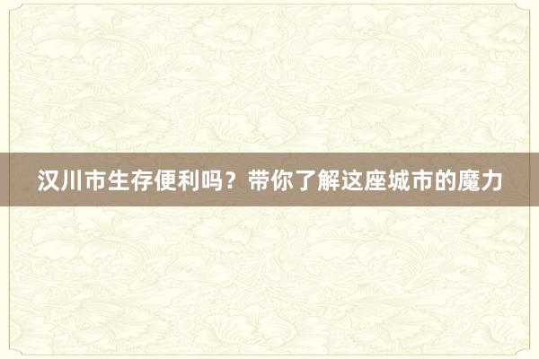 汉川市生存便利吗？带你了解这座城市的魔力